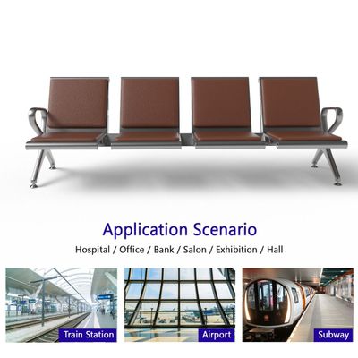 Mahmayi HF 4-Seater Outdoor Bench with Cushions, Seating with Anti Slip Rubber Pad, Ergonomic Design with Curved Armrest, Comfortable and Versatile for Office, Outdoor and Bank - Brown