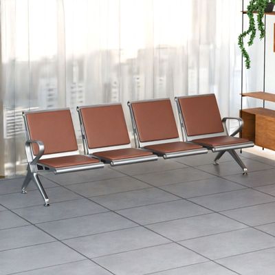 Mahmayi HF 4-Seater Outdoor Bench with Cushions, Seating with Anti Slip Rubber Pad, Ergonomic Design with Curved Armrest, Comfortable and Versatile for Office, Outdoor and Bank - Brown