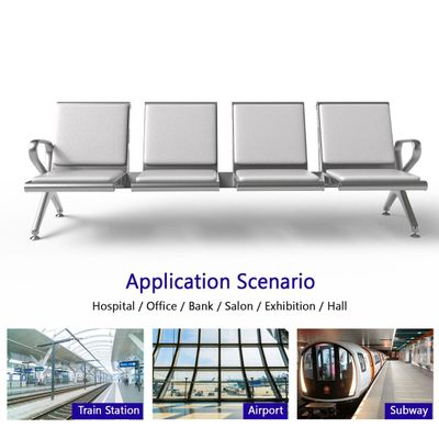 Mahmayi HF 4-Seater Outdoor Bench with Cushions, Seating with Anti Slip Rubber Pad, Ergonomic Design with Curved Armrest, Comfortable and Versatile for Office, Outdoor and Bank - White