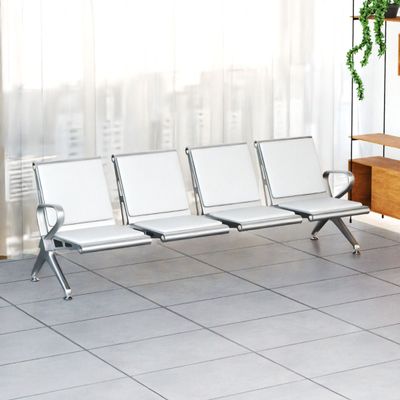 Mahmayi HF 4-Seater Outdoor Bench with Cushions, Seating with Anti Slip Rubber Pad, Ergonomic Design with Curved Armrest, Comfortable and Versatile for Office, Outdoor and Bank - White