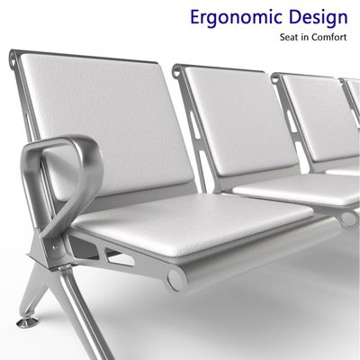 Mahmayi HF 4-Seater Outdoor Bench with Cushions, Seating with Anti Slip Rubber Pad, Ergonomic Design with Curved Armrest, Comfortable and Versatile for Office, Outdoor and Bank - White