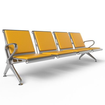 Mahmayi HF 4-Seater Outdoor Bench with Cushions, Seating with Anti Slip Rubber Pad, Ergonomic Design with Curved Armrest, Comfortable and Versatile for Office, Outdoor and Bank - Yellow