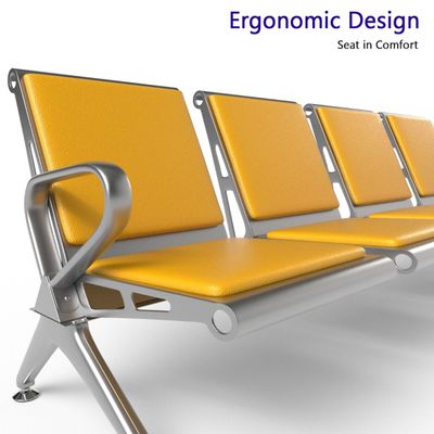 Mahmayi HF 4-Seater Outdoor Bench with Cushions, Seating with Anti Slip Rubber Pad, Ergonomic Design with Curved Armrest, Comfortable and Versatile for Office, Outdoor and Bank - Yellow