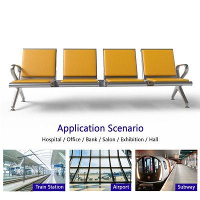 Mahmayi HF 4-Seater Outdoor Bench with Cushions, Seating with Anti Slip Rubber Pad, Ergonomic Design with Curved Armrest, Comfortable and Versatile for Office, Outdoor and Bank - Yellow