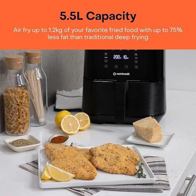Nutricook Air Fryer 2, 1700 Watts, Digital Control Panel Display, 10 Preset Programs With Built-In Preheat Function, 5.5 Liter Black, Af205K"Min 1 year manufacturer warranty"