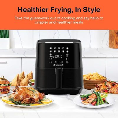 Nutricook Air Fryer 2, 1700 Watts, Digital Control Panel Display, 10 Preset Programs With Built-In Preheat Function, 5.5 Liter Black, Af205K"Min 1 year manufacturer warranty"