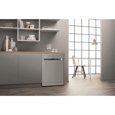 Ariston Dishwasher Freestanding, 13 Place Setting, Inverter Motor, 5 Washing Programs Includes Half Load Express 30' Eco &amp; Static Dry, Silent Dishwasher, Made In Poland, Inox, LFC2B19XUK