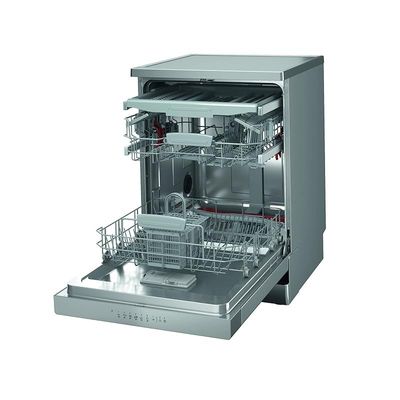 Ariston Dishwasher Freestanding, 14 Place Setting, 9 Programs, Inverter Motor With Turbo Washing &amp; Static Dry Functions, 3D Zone Wash, Third Rack, Silent Dishwasher, Made In Poland, Inox, LFC3C33WFXUK