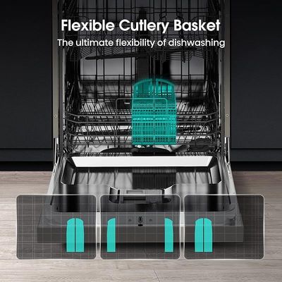 Hisense Dishwasher Stainless Steel, 8 Programs With 15 Place Settings, Three Baskets, Color Silver.