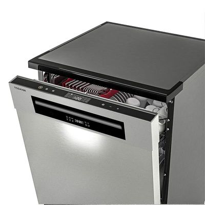 Toshiba 14 Place Setting, 6 Programs Free Standing Dishwasher with Dual Wash Zone, DW14F1(S) Silver -