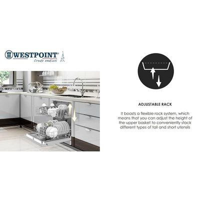 Westpoint Dishwasher Full Size 13 Place Settings Free Standing 8 Programs 3 Filters Eco Wash Condensation Drying Stainless Steel Led Panel ESMA 3 Stars Approved One Year Warranty New Edition WYS-1323I