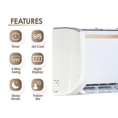 Super General 2 Ton Split Air Conditioner, 24000 BTU, Rotary Compressor, Auto Restart, Gold Fin, 4-way swing, SGS-249-KE, White - 109.6 x 39 x 31.2 cm, 1 Year Warranty