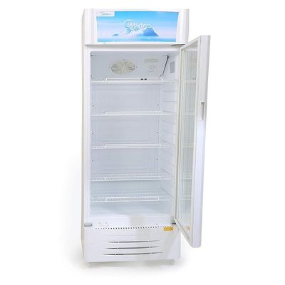 Midea Showcase Chiller Large - 411 Liters Gross Capacity, Upright Beverage Showcase, Energy-saving, low-noise, White Color, 59.5x61.0x200.5 cm, Best for Grocery-Home-Restaurant, HS411S-1 Year Warranty