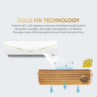 Nikai 1.5 Ton Rotary Split AC, Silent &amp; Energy Efficient Cooling with T3 Tropicalized Compressor, 3D Swinging, Gold Fin technology, 18000 BTU Air Conditioner - NSAC18131N24A / N25IN