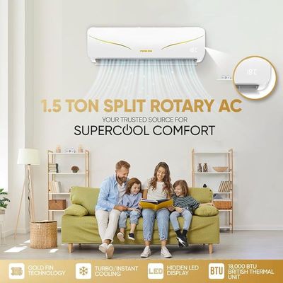 Nikai 1.5 Ton Rotary Split AC, Silent &amp; Energy Efficient Cooling with T3 Tropicalized Compressor, 3D Swinging, Gold Fin technology, 18000 BTU Air Conditioner - NSAC18131N24A / N25IN