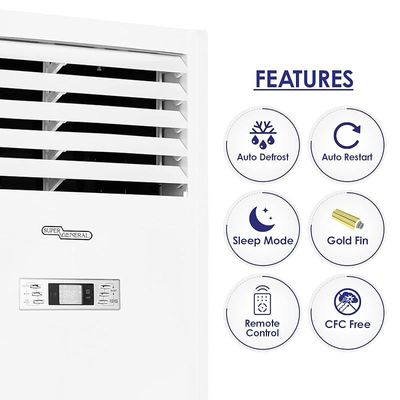 Super General 5 Ton Floor Standing Split Air Conditioner, 60000 BTU, Auto-restart, Sleep-mode, White, SGFS-60-GE, 61 x 39 x 192.5 cm for Home, Office, Commercial Use