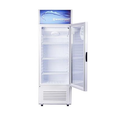 Westpoint Showcase Chiller 180 Litres Single Door Condensor with Fan, Manual Defrost Function, LED Top Canopy, Lock &amp; Key, 52X53X156 Cm, Best for Grocery-Home-Restaurant,White WPX-187GX
