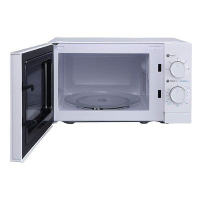 Midea 20 Liters Solo Microwave Oven with 5 Power Levels, 700W, Child-Safety-Lock, Defrost Function, 35 Minutes Timer, Fast Reheat, Push Button Door Opening, Good for Home &amp; Office, White, MO20MWH