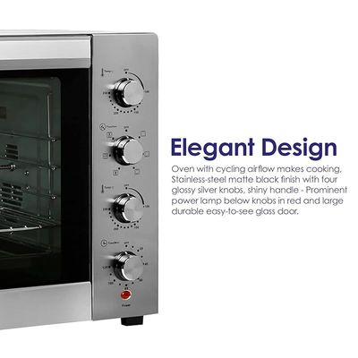 Super General 100 Liter Stainless Steel Electric Oven, Rotisserie-Grill, Convection-Oven, Thermostat, Timer, SGEO-101-TRC, Black/Silver, 76 x 50 x 47 cm, 1 Year Warranty