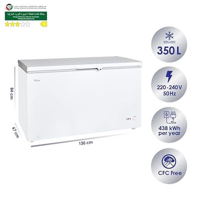 Super General Chest-Freezer 440 Liter Gross Volume, SGF-444-H, White, Rectangular Deep-Freezer with Sliding Glass door, Lock &amp; Key, Wheels, 130 x 67 x 84 cm, 1 Year Warranty