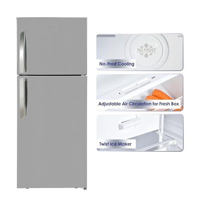 Super General 510 Liters Gross Double Door Refrigerator-Freezer, No-Frost, Multi-Flow-Cooling, Lock &amp; Key, Inox finish, SGR-510-l, 68.2 x 70.5 x 178 cm, 1 Year Warranty