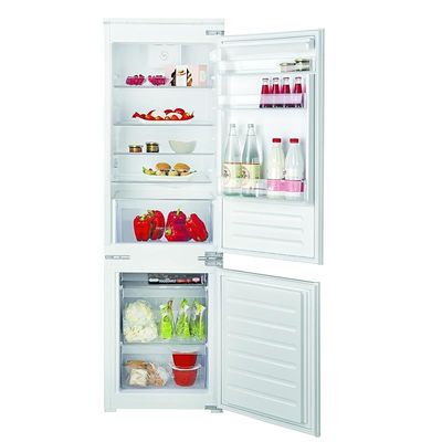 Ariston Built In Refrigerator 258 Liters, 2 Doors Fridge With Bottom Freezer &amp; Right Reversible Door Hinge, LED Interior Light, 7 Segments Electronic Control, Made In Italy, White, BCB7030DEX