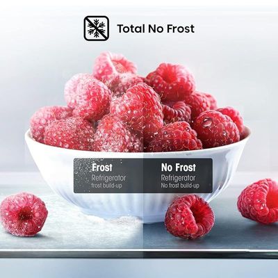 Hisense RT328N4DGN-Top Mount Referigerator Top Freezer 250L Net Capacity Fridge, Big Door Balcony, No Frost, LED Interior Light,Deodorizing Filter,Multi Air Flow, 90Â°Door Design, Silver