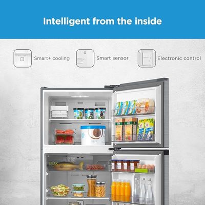 Midea 580L Gross Top Mount Double Door Refrigerator MDRT580MTE46, 2 Doors Frost Free Fridge Freezer with Smart Sensor &amp; Humidity Control, Active-C Fresh, Multi-Air Flow, Electronic Silver, Large
