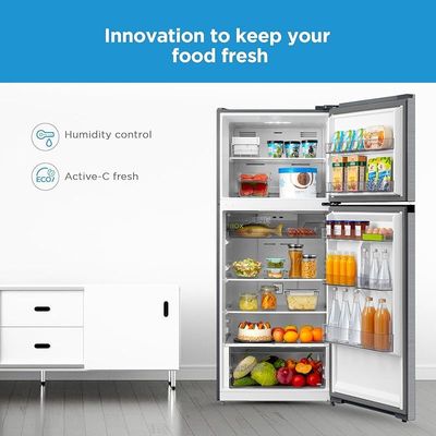 Midea 580L Gross Top Mount Double Door Refrigerator MDRT580MTE46, 2 Doors Frost Free Fridge Freezer with Smart Sensor &amp; Humidity Control, Active-C Fresh, Multi-Air Flow, Electronic Silver, Large
