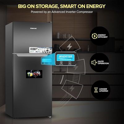 Nikai 600L Gross &amp; 413L Net Double Door No Frost Top Mount Refrigerator, Digital Display, Silent &amp; Energy Efficient, Inverter Compressor Big Fridge, Frost-Free, Best for Home &amp; Kitchen - NRF601FSSINV