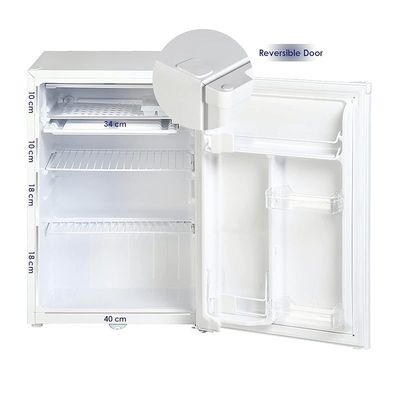Super General 90 Liter Gross Volume Compact Mini-Refrigerator SGR-045-H, White, Beverage-Fridge with Child Lock, Shelf, Freezer-Box, reversible door, 47.5 x 44.5 x 69.5 cm