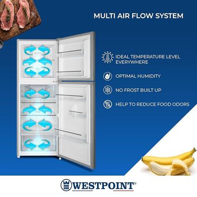 Westpoint 700 Liters Double Door Refrigerator, Frost Free, 2 Vegetable Drawers, Fresh Zone Compartment, Twister for Ice Cubes, One Year Warranty, Stainless Steel WNN-7023EIV