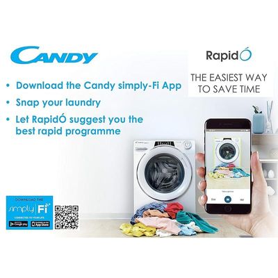 Candy WasherDryer 9kg wash + 6kg dry - 1400rpm - Anthracite - Chrome Ring - Rapido - Wifi+BT - Steam - Class AAA - 6D Display ROW4966DHRR/1-19