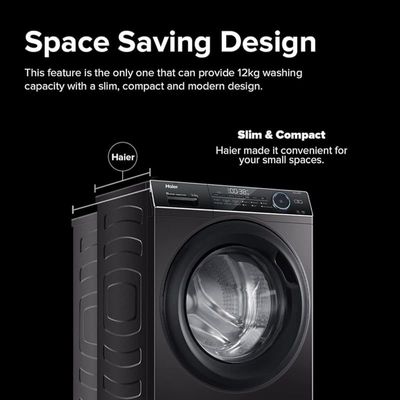 Haier - 8 Kg Washer, 1200 RPM, Front Load Washer - Inverter Motor - Grey - HW80-BP12929S6-1 Year Warranty.