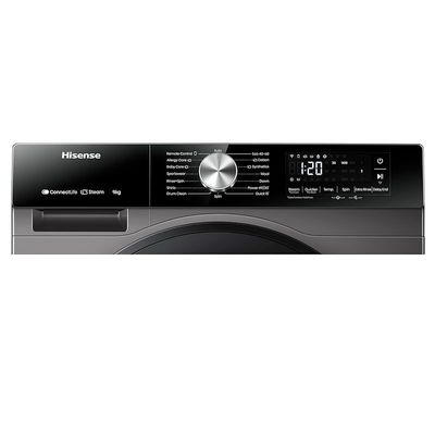Hisense WF3S9043BT 3S Series 9 Kg Washing Machine with Inverter Motor, Smart WiFi, 1400 RPM, 15 Programs, Auto Wash, Titanium Grey