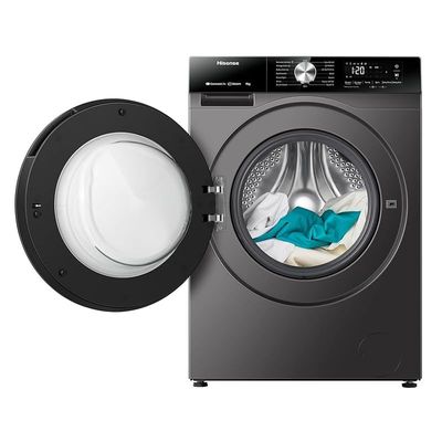 Hisense WF3S9043BT 3S Series 9 Kg Washing Machine with Inverter Motor, Smart WiFi, 1400 RPM, 15 Programs, Auto Wash, Titanium Grey