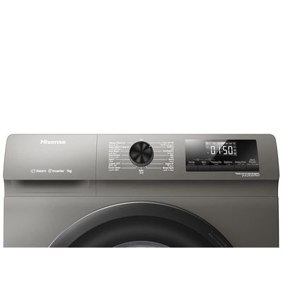 Hisense WFQP7012EVMT 7 Kg Front Load Washing Machine with Inverter Motor, 1200 RPM, Titanium Silver, 1 Year Warranty