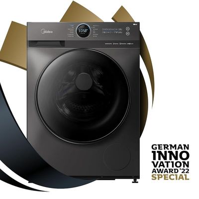 Midea 10/7 KG Smart Washer Dryer with BLDC Inverter Motor, 1400 RPM, Fully Automatic Front Load Washing &amp; Drying Combo Wi-Fi Machine, 16 Programs-Allergy/Steam Care/Auto Clean, Titanium, MF200D100WBT