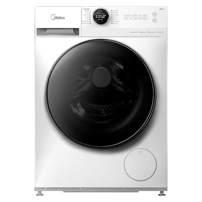 Midea 10KG Front Load Smart Washing Machine with Lunar Dial, 1400 RPM, 14 Programs, Fully Automatic Washer with Wide Door, Digital LED Display, Child Lock, Steam Care, Wi-Fi Connectivity, MF200W100WBW