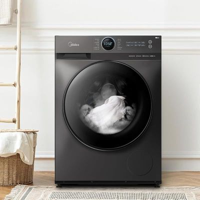 Midea 10KG Front Load Smart Washing Machine with Lunar Dial, 1400 RPM, 14 Programs, Fully Automatic Washer, Digital LED Display, BLDC Inverter, Steam Care, Wi-Fi Connectivity, Titanium MF200W100WBTGCC