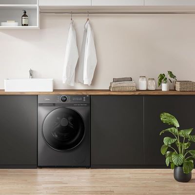 Midea 12KG Front Load Smart Washing Machine with Lunar Dial, 1400 RPM, 14 Programs, Fully Automatic Washer, Digital LED Display, BLDC Inverter, Steam Care, Wi-Fi Connectivity, Titanium MF200W120WBTGCC
