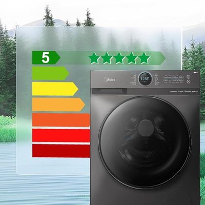 Midea 12KG Front Load Smart Washing Machine with Lunar Dial, 1400 RPM, 14 Programs, Fully Automatic Washer, Digital LED Display, BLDC Inverter, Steam Care, Wi-Fi Connectivity, Titanium MF200W120WBTGCC