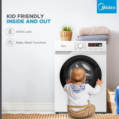 Midea 7KG Front Load Washing Machine, 1400 RPM, 15 Programs, Fully Automatic Washer With Bigger Door, Digital LED Display, Child Lock, Baby Care, Hygiene Pro Functions, 10 Years Motor Warranty, MFN70
