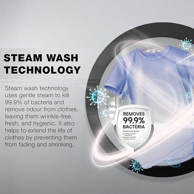 Nikai 7KG 16 Programs Front Load Washer, Steam Wash, 1000 RPM, 4 Star Energy Saving, Fully Automatic Washing Machine, Digital LCD Display, Child Lock, Best for Home &amp; Small Family - NWM701FN9S Silver