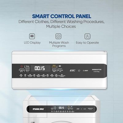 Nikai 8/5 Kg Front Load Washer Dryer, Fully Automatic washing machine with Energy Saving BLDC Inverter Motor, Touch Panel â€“ One Touch Washing Program, Child Lock - NWM805FDW