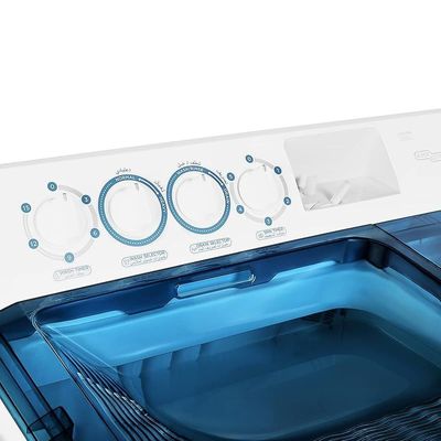 Super General 14 kg Twin-tub Semi-Automatic Washing Machine, White/Blue, efficient Top-Load Washer with Lint Filter, Spin-Dry, SGW-155, 99.5 x 55.5 x 115.5 cm, 1 Year Warranty