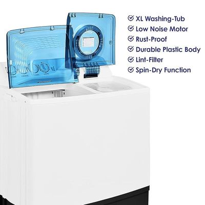 Super General 14 kg Twin-tub Semi-Automatic Washing Machine, White/Blue, efficient Top-Load Washer with Lint Filter, Spin-Dry, SGW-155, 99.5 x 55.5 x 115.5 cm, 1 Year Warranty