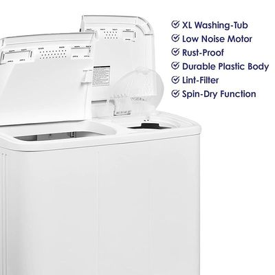 Super General 6 kg Twin-tub Semi-Automatic Washing Machine, White, efficient Top-Load Washer with Lint Filter, Spin-Dry, SGW-60, 73.5 x 51.2 x 100.5 cm, 1 Year Warranty