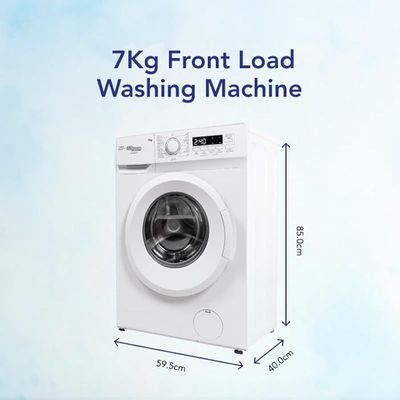 Super General 7 Kg Front Load Washing Machine SGW7250NLED, LED Display, 15 Wash Programs, Drum Clean, Child Lock, 59.5 W cm x 40 D cm x 85 H cm
