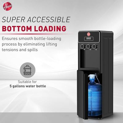 Hoover Bottom Loading Water Dispenser With Cabinet , 3 Water Spouts for Hot, Cold, Child Safety Lock, Knob Control, Stretched Stainless Cold Tank, 1 Year Warranty ,Black - HWD-SBL-02B